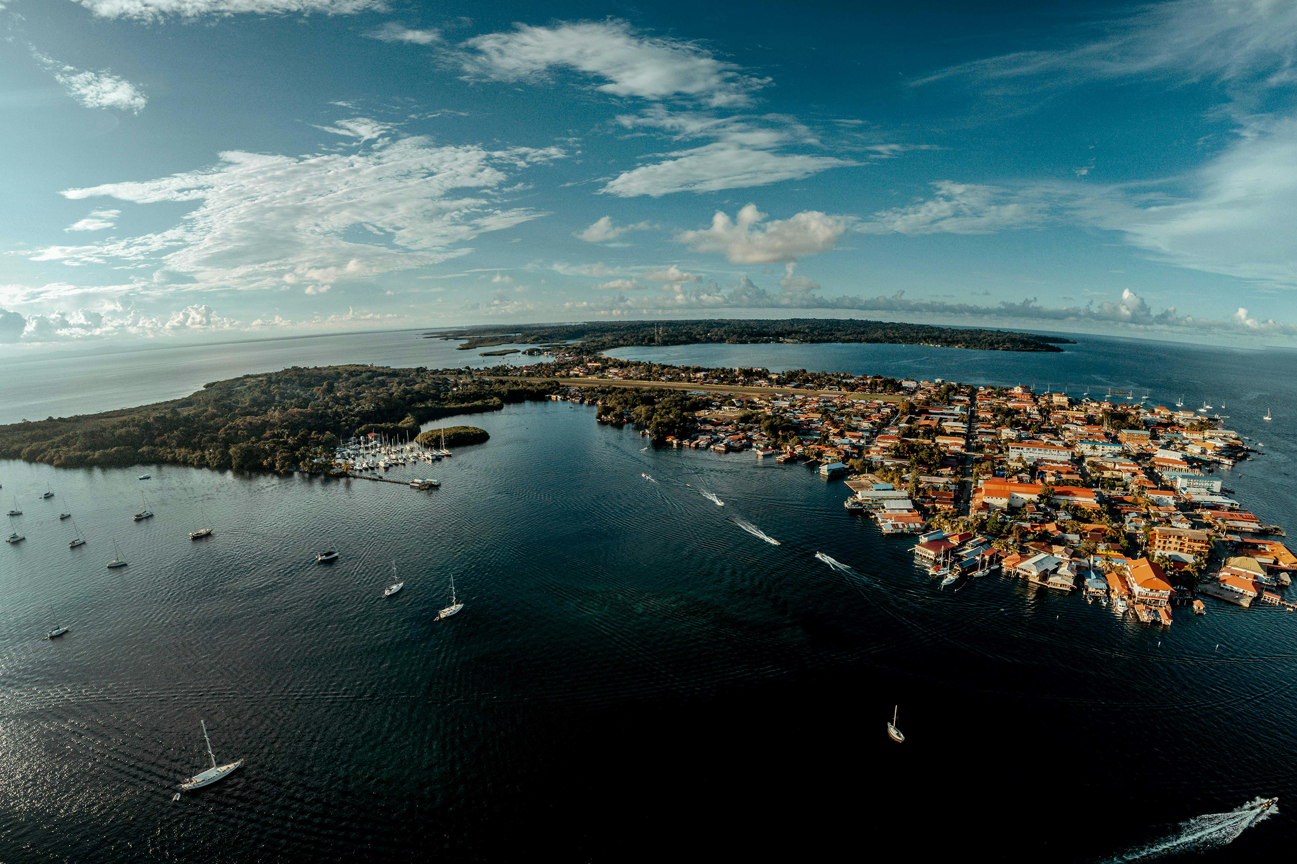 Aerial view of San Pedro town on Ambergris Caye, a top place for expats in Belize
