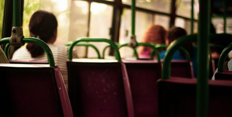 Inside a local bus in on of the safest places to live in Paraguay--Asunción stands out