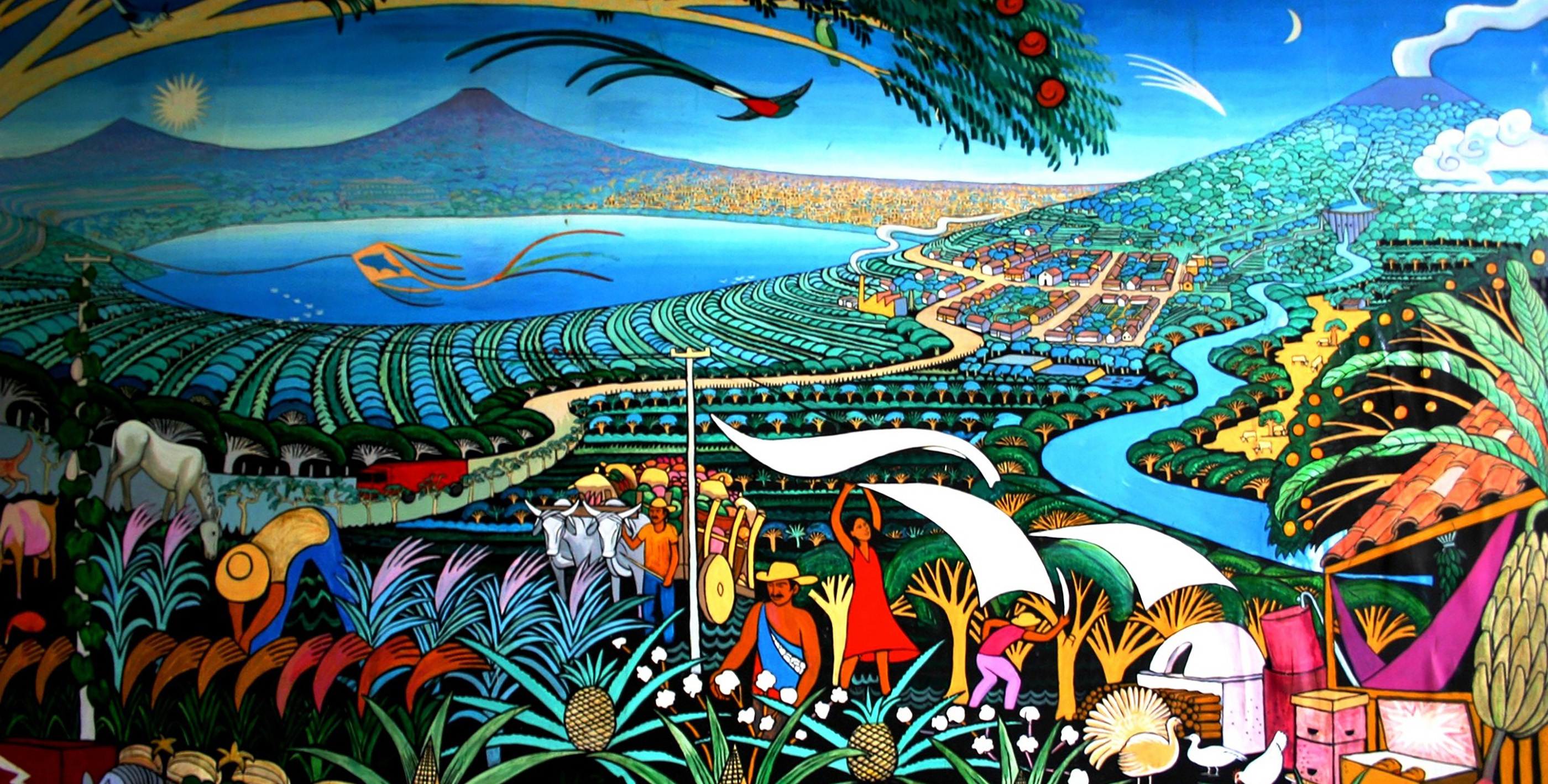 Colorful traditional tapestry representing culture and daily life in Nicaragua