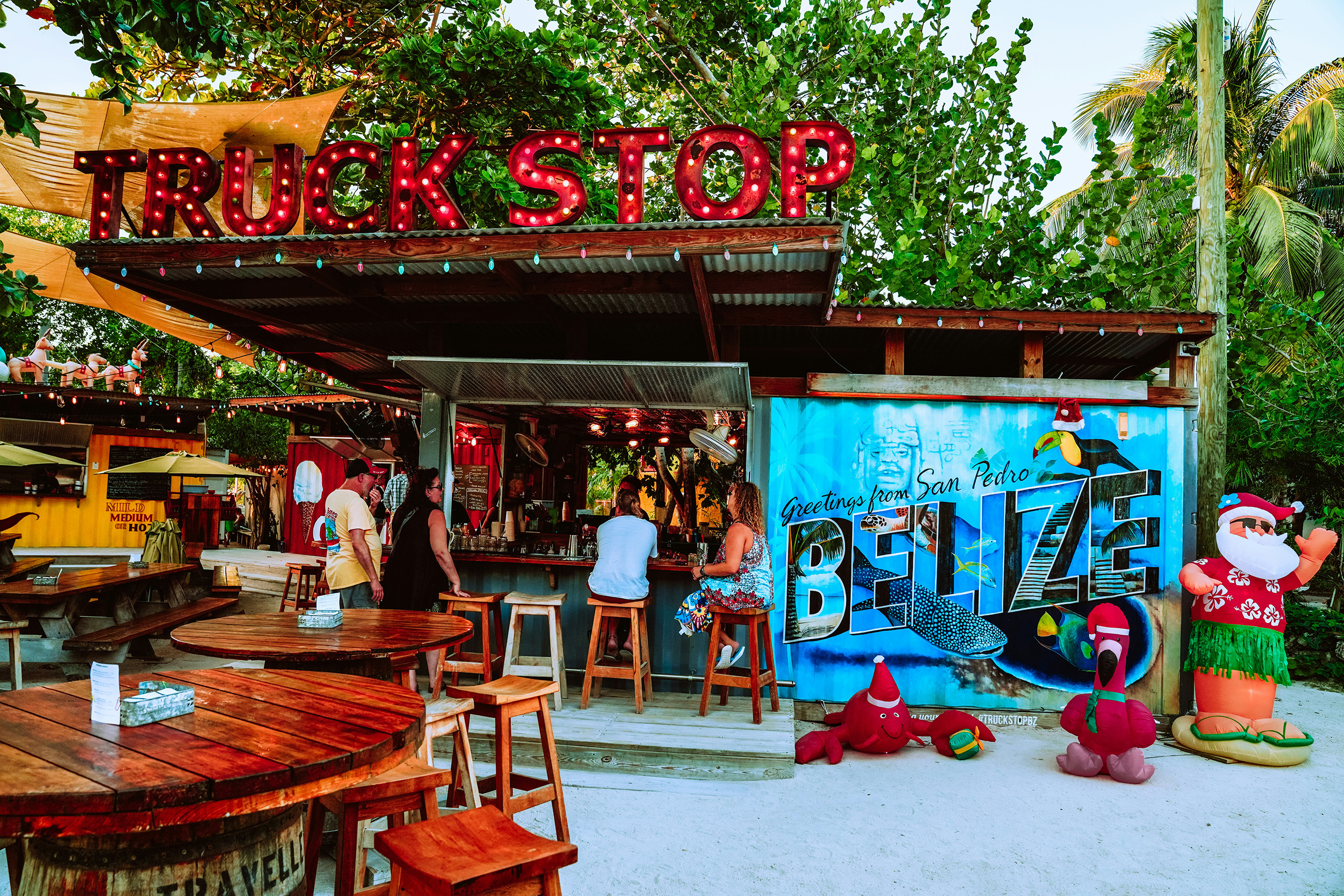 Popular waterfront restaurant on San Pedro Island showing Belize’s island dining and expat life.