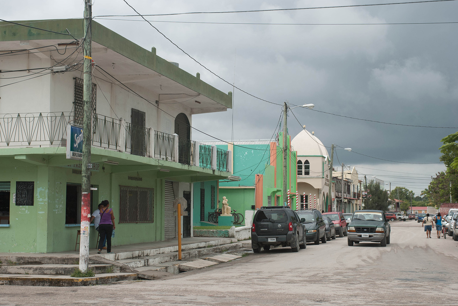 Quiet sandy street in Corozal Belize town