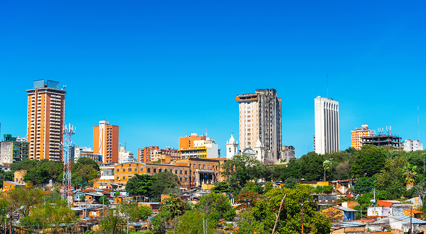 Asuncion skyline with blue sky modern city living in Paraguay