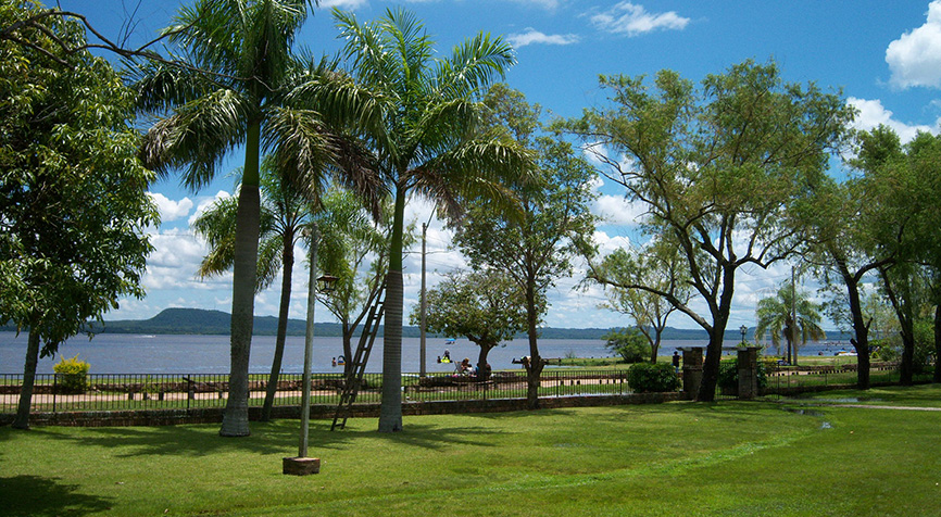 peaceful park at Ypacarai Lake relaxing lifestyle living in Paraguay