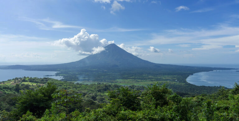 Masaya Volcano between Lake Nicaragua and Lake Managua near Granada illustrating cost of living in Nicaragua geography