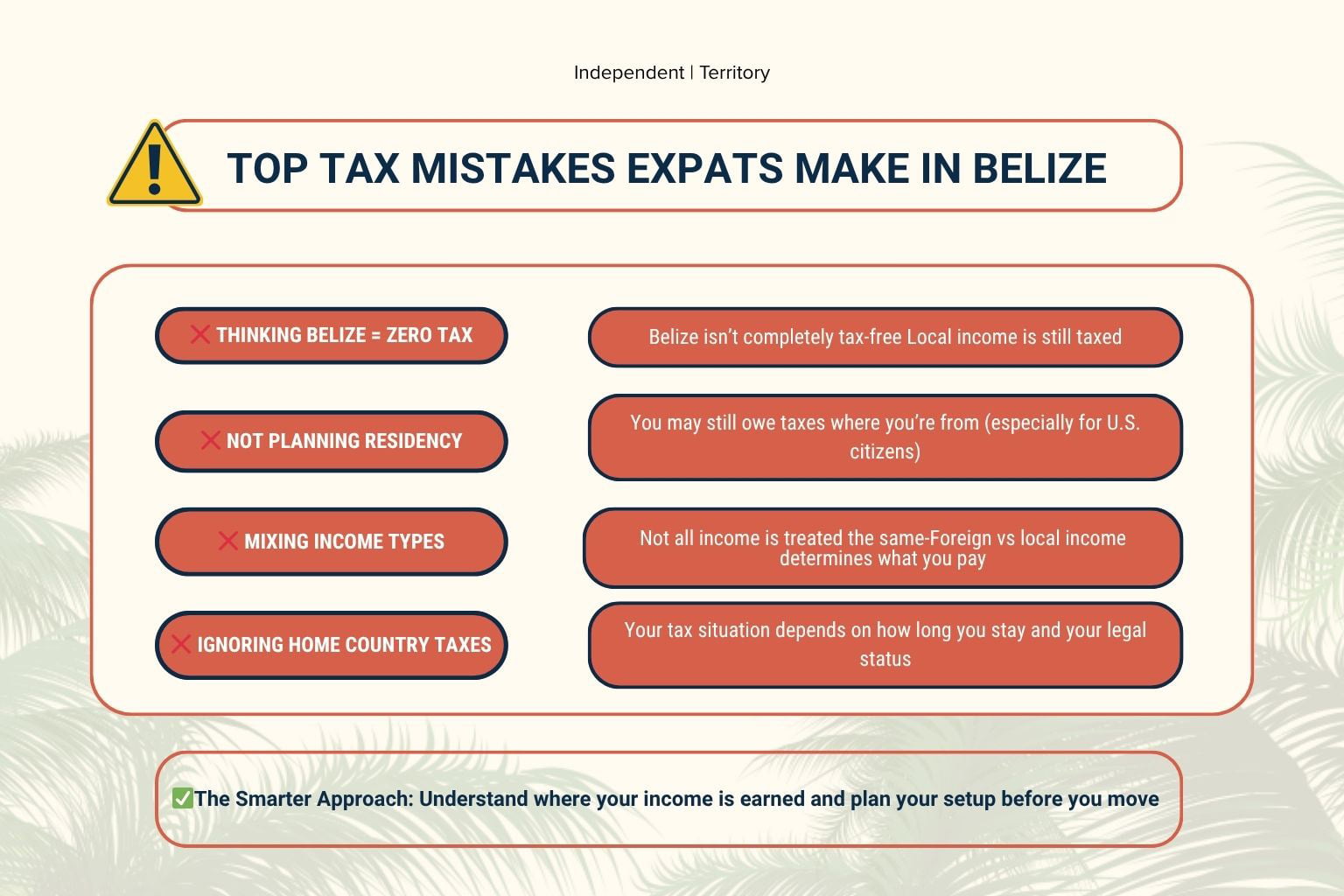 Top tax mistakes expats make in Belize including income classification and residency