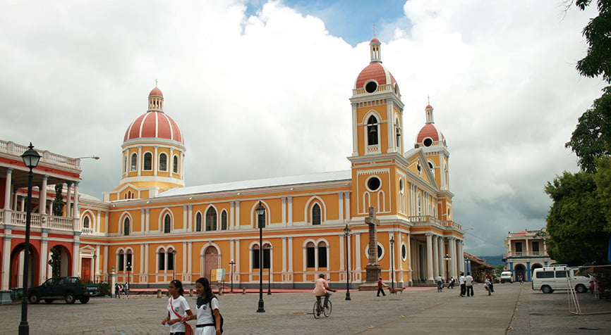 Granada Nicaragua cathedral and colonial neighborhood