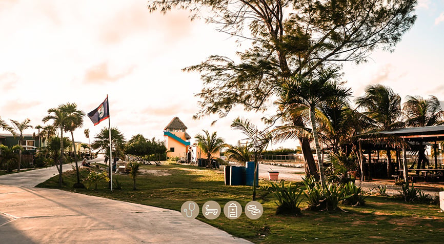 Tropical Belize at sunset representing healthcare access for expats