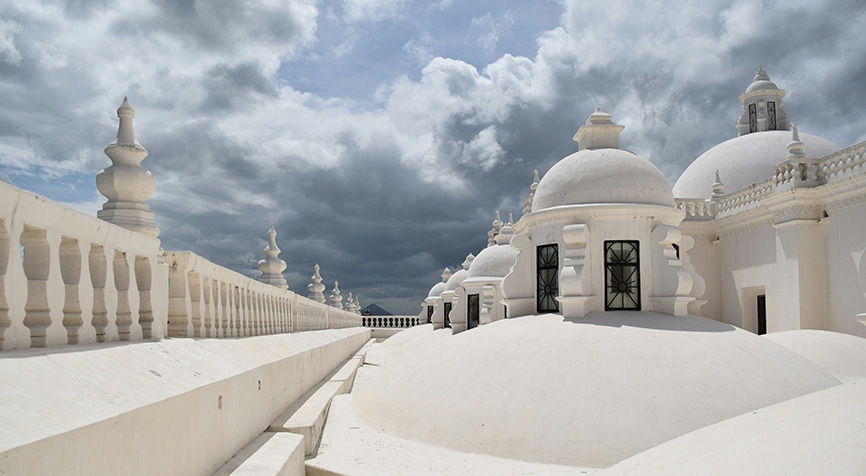 Rooftop view of León Cathedral in Nicaragua, illustrating the differences between León and Granada